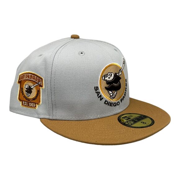 New Era 59FIFTY Fitted San Diego Padres Autumn‎ Storm 1969 Patch Cap Hat Sz 8 - Picture 7 of 7